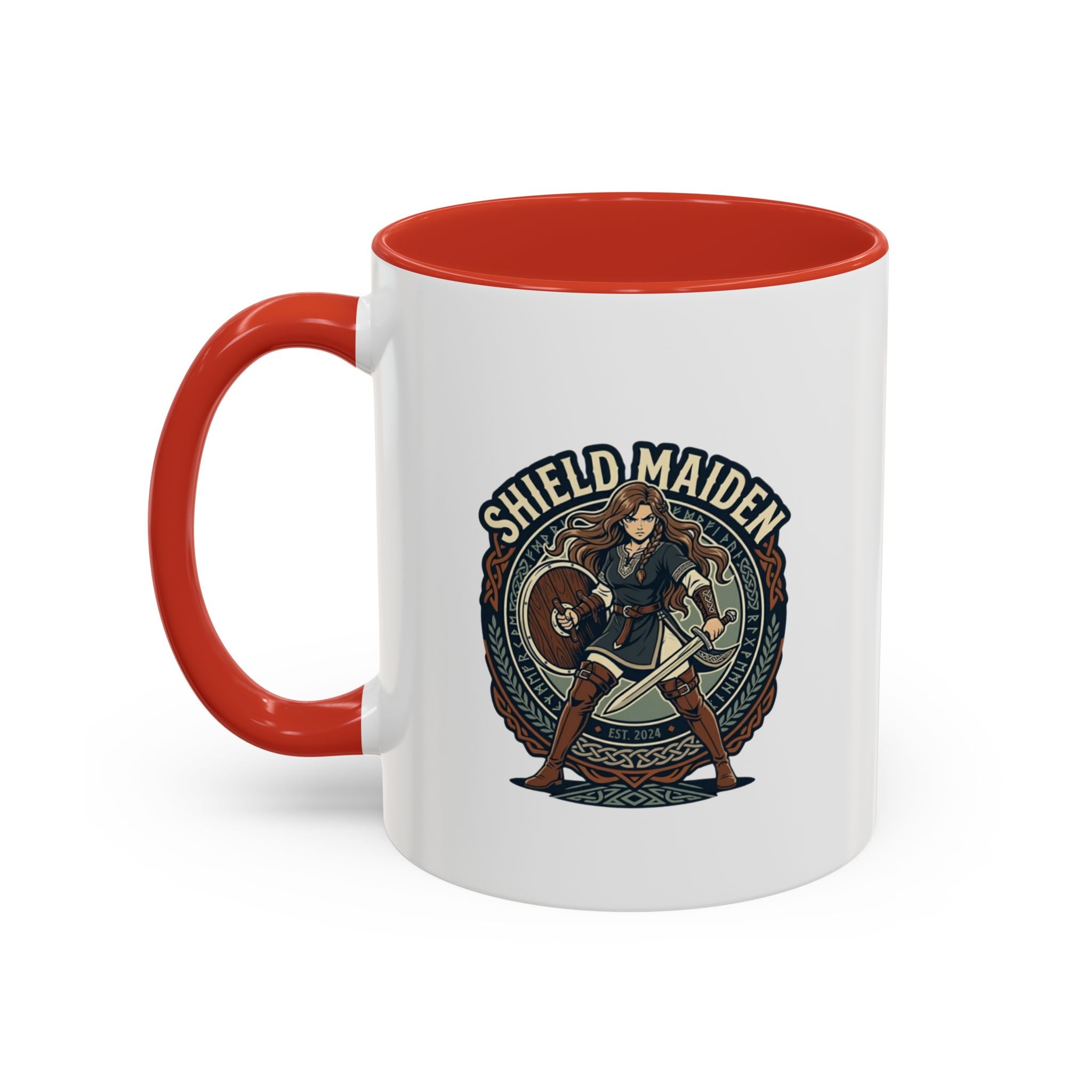 Shield Maiden Coffee Mug | Anglo-Saxon Warrior Woman | 11oz Accent Mug