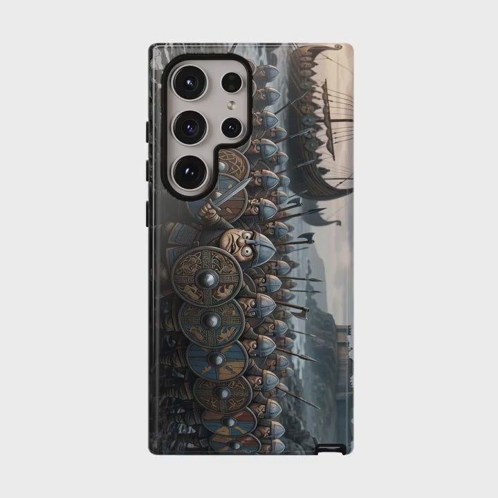 Viking Shield Wall Phone Case — Norse Longship Battle Design | Heritage Clothing