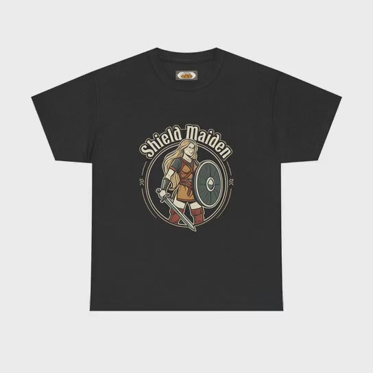 Shield Maiden T-Shirt — Legendary Female Warrior Design | Heritage Clothing
