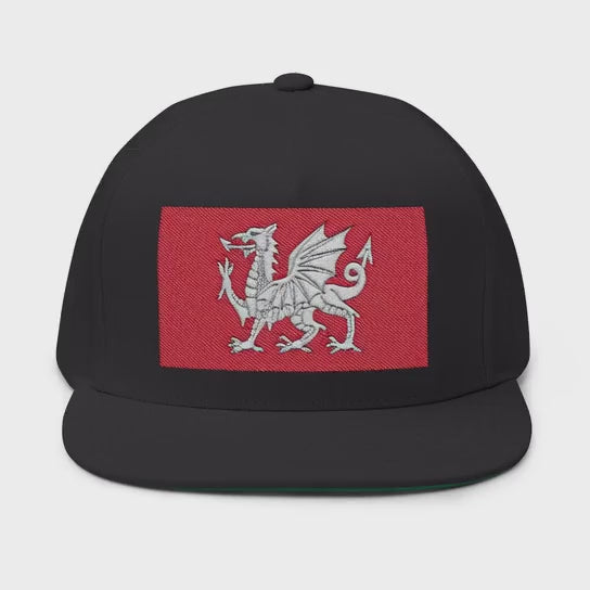 Wessex White Dragon Embroidered Flat Bill Cap — Anglo-Saxon Snapback | Heritage Clothing