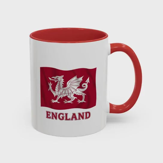 Saxon White Dragon Wavy Flag Mug — England Heritage Ceramic Mug | Heritage Clothing